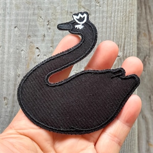 Black Swan Iron on Patch 3.3&quot; Black Swan Badge Swan Applique