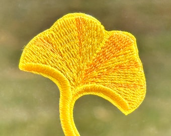 Ginkgo Leaf Iron on Patch 1.8" Embroidered Ginkgo Patch Leaf Patch Leaf Applique Ginkgo Applique