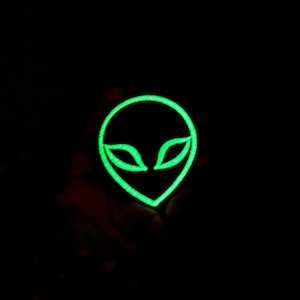 Glow in the Dark Alien Iron on Patch 2.5&quot; Embroidered Alien Patch Glow in the Dark Alien Applique Alien Badge Halloween Patch