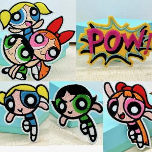 Parche termoadhesivo bordado completo de Chica Superpoderosa Parche termoadhesivo de Poder Parche para disfraz de Halloween