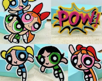 FULL Embroidered Powerpuff Girl Iron on Patch Power Iron on Patch Halloween Costume Patch