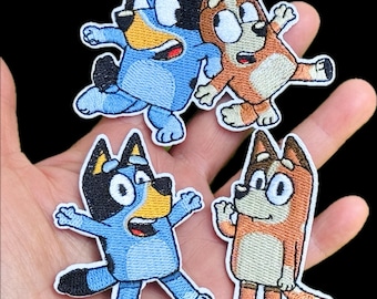 Dog Iron on Patch Full Embroidered Blue Dog Patch Cartoon Patch