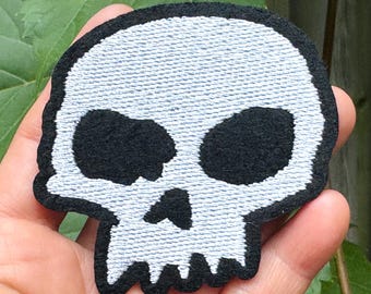 Menschlicher Schädel Aufnäher 2,8 "Schädel Patch Geist Patch Schädel gestickter Aufnäher Gestickter Schädel Patch voll gestickter Patch