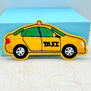 Taxi Iron on Patch 3.1&quot; Embroidered Taxi Patch Taxi Applique
