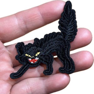 Black Cat Iron on Patch 2.3&quot; Halloween Iron on Patch Embroidered Halloween Patch
