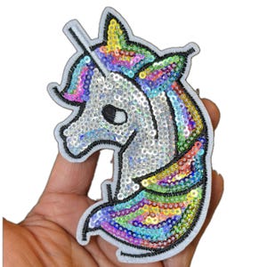 Unicorn Iron on Patch 4.4&quot; Unicorn Applique Unicorn Patch Embroidered Unicorn Patch Unicorn Badge Unicorn Patch Sequin Unicorn Patch