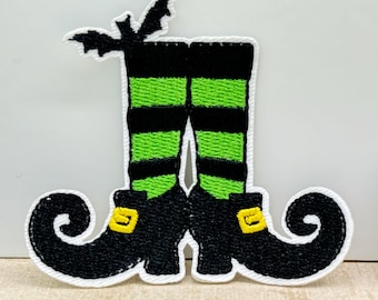 Halloween Witch Shoes Iron on Patch Embroidery Witch Boots Patch Halloween Patch Halloween Witch Patch Halloween Witch Boots Applique