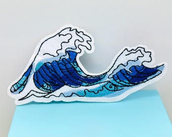 Ocean Wave Iron on Patch 4" Wave Patch Wave Badge Embroidery Wave Patch