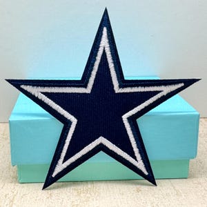 Toppa termoadesiva a forma di stella, 3,6", blu navy, applicazione a forma di stella blu