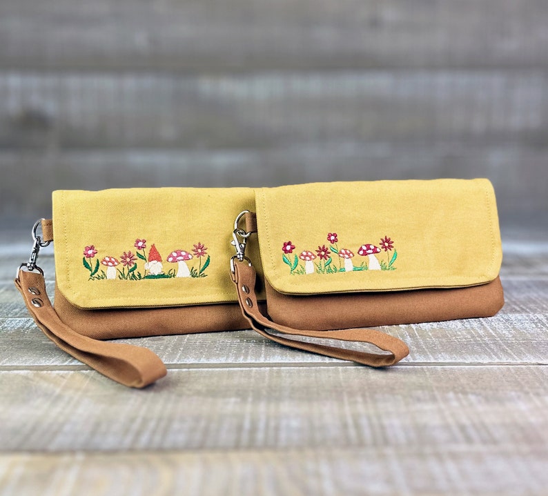 Wristlet Toadstool Coin Purse Gnomes and Mushroom Wallet Cell Phone Pouch Notions Pouch Zip Wallet Wristlet Travel image 1