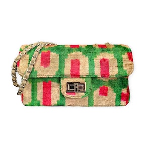 Velvetica Silk Coco Bag, Ikat Woman Handbag, Small Handmade Purse, Premium Quality Pouch, Boho Style Silk Bag COCO BAG CB80