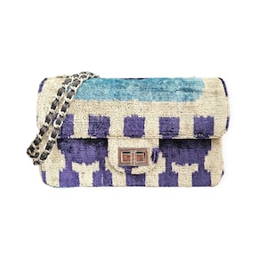 Velvetica Silk Coco Bag, Ikat Woman Handbag, Small Handmade Purse, Premium Quality Pouch, Boho Style Silk Bag COCO BAG CB27