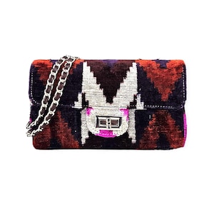 Velvetica Silk Coco Bag, Ikat Woman Handbag, Small Handmade Purse, Premium Quality Pouch, Boho Style Silk Bag COCO BAG CB40