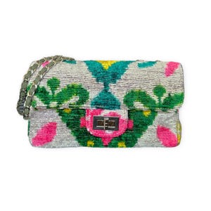 Velvetica Silk Coco Bag, Ikat Woman Handbag, Small Handmade Purse, Premium Quality Pouch, Boho Style Silk Bag COCO BAG CB69
