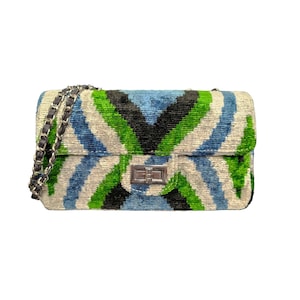 Velvetica Silk Coco Bag, Ikat Woman Handbag, Small Handmade Purse, Premium Quality Pouch, Boho Style Silk Bag COCO BAG CB23