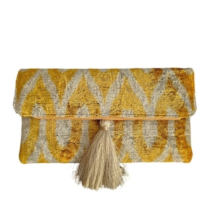 Clutch Velvetica, bolso de terciopelo de seda Ikat, bolso estilo bohemio, bolso de noche, bolso de hombro hecho a mano CLUTCH VELVET CV50