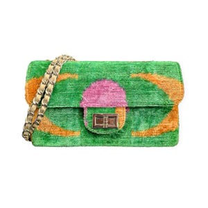 Velvetica Silk Coco Bag, Ikat Woman Handbag, Small Handmade Purse, Premium Quality Pouch, Boho Style Silk Bag COCO BAG CB57