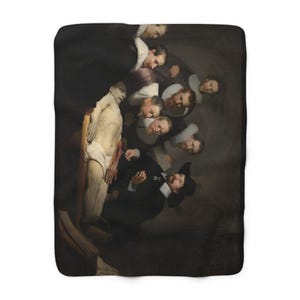 Anatomy Lesson Blanket Rembrandt 1632 Sherpa Throw Baroque Medical Art Print Dark Academia Decor Historical Science Gift