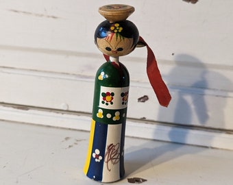 Vintage Kokeshi Bobble Head Japanese Decor | Kokeshi Nodder Doll