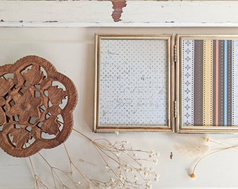 Vintage Gold Metal Picture Frames | Small 3 1/2 x 5 Double Frame