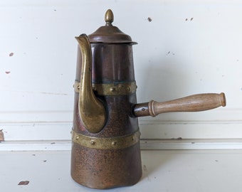 Vintage Copper and Brass Coffee Pot or Mexican Chocolate Pot