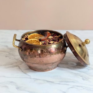 Vintage Potpourri Pot Copper and Brass Stovetop Simmering Pot Cottagecore Decor