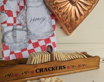 Vintage Wooden Cracker Tray | Cottagecore Country Cracker Serving Tray