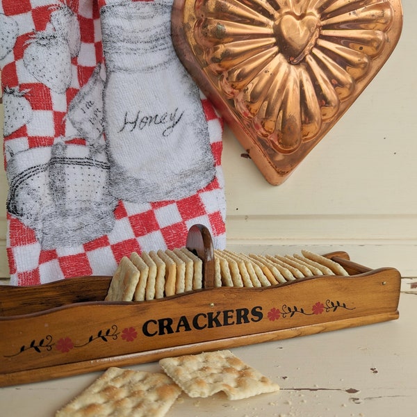 Vintage Wooden Cracker Tray | Cottagecore Country Cracker Serving Tray