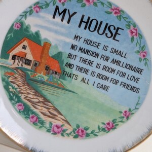 Vintage House Poem Decorative Plate Tiny Home Decor image 5