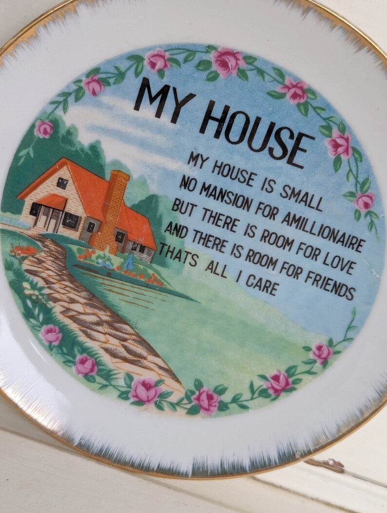 Vintage House Poem Decorative Plate Tiny Home Decor image 5