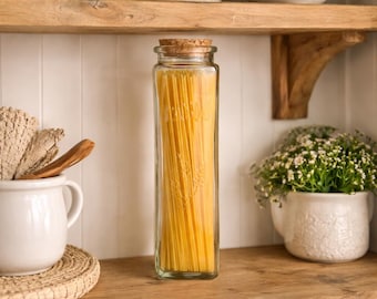 Vintage Glass Jar With Cork Lid for Dry Goods Storage Farmhouse Kitchen Decor