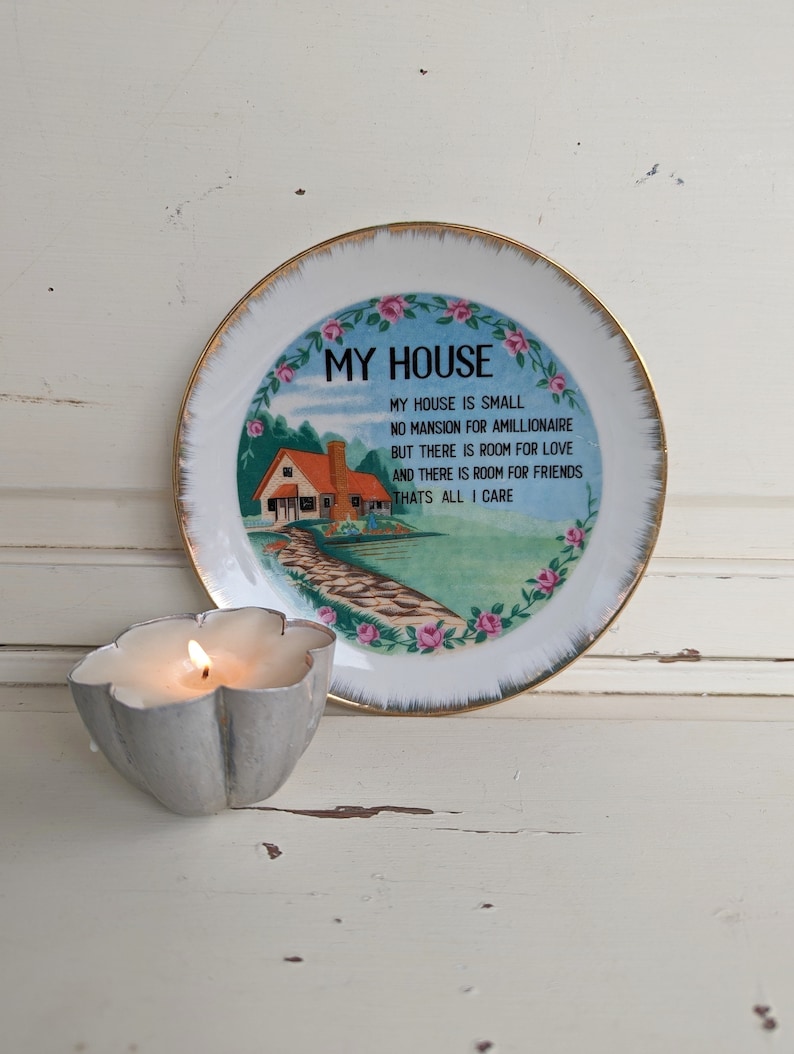Vintage House Poem Decorative Plate Tiny Home Decor image 2