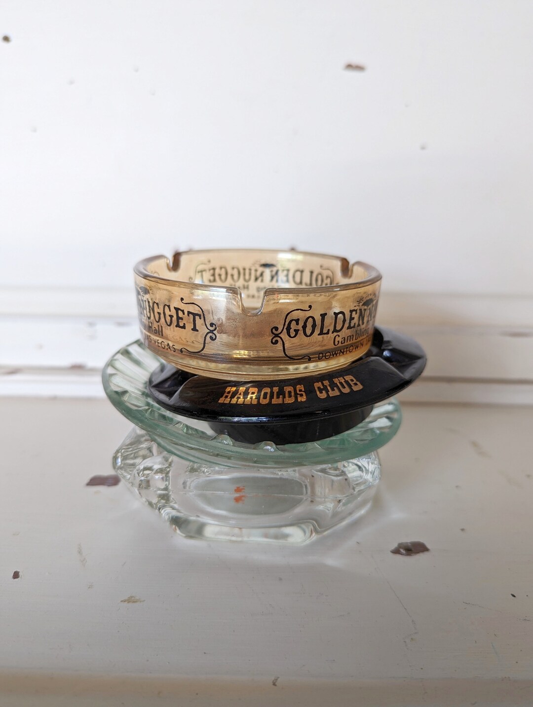 Vintage Ashtrays Las Vegas Golden Nugget Gambling Hall Harolds Club