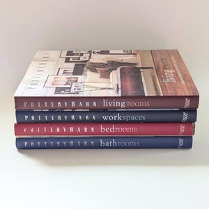 Vintage Pottery Barn Decorating Book, Set of Four Inspiration and Ideas for Living Room Bedroom Bathroom and Workspace Design and Decor
