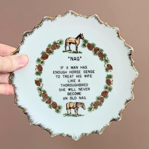 Funny Wall Hanging Vintage Decorative Plate Gift for Horse Lover