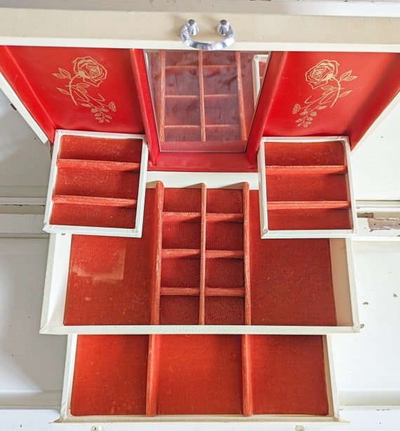 Beloving Luxury Vintage Jewelry Box Organizer Keepsake Gift Box Storage Box Ornate Red Black