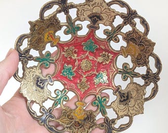 Vintage Brass Bowl Decorative Trinket Dish Boho Home Decor