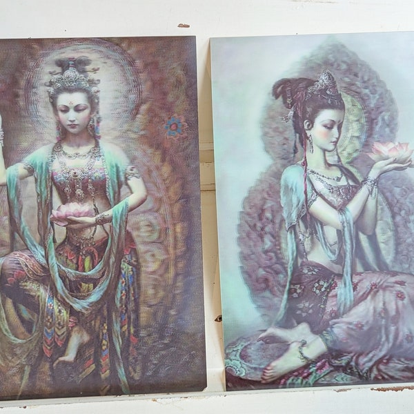Vintage Holographic Asian Pictures | Female Buddha