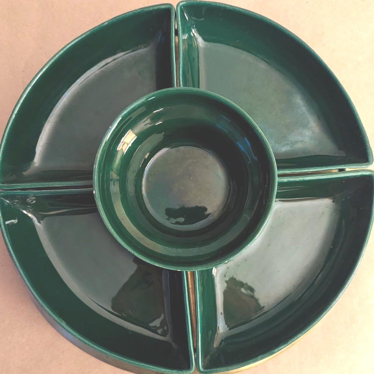Vintage Lazy Susan Crudite Tray Mid-century Modern Rotating Appetizer Serving Platter Green Divided Snack Tray for Holiday Serving Dish - Etsy