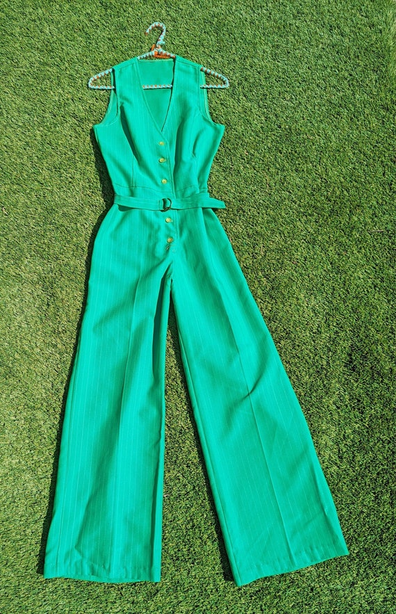 Vintage Green Women's Pantsuit | Ladies Jumper and