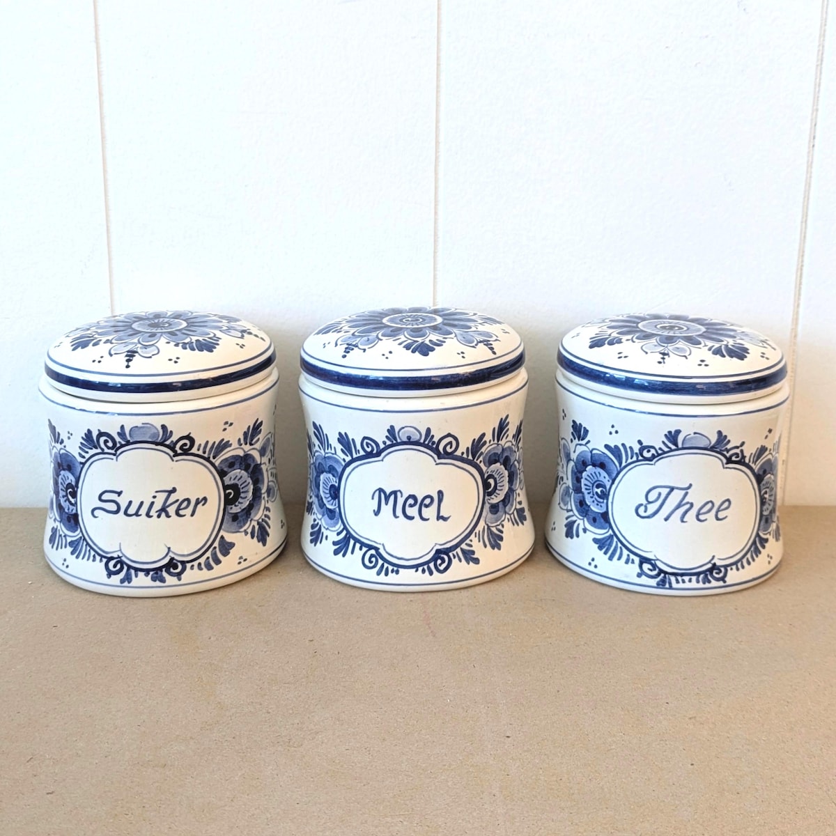 Antique Delft Canister Set