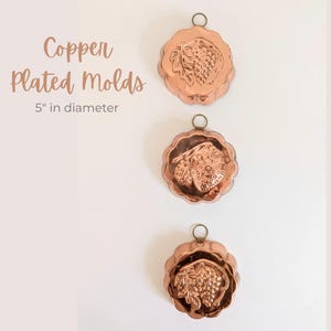 Vintage Copper Mold Fruit and Flower Design with Brass Handle French Country Kitchen Decor Rustic Home Accent Collectible Copper Decor