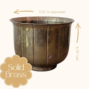 Vintage Brass Planter Boho Medium Plant Pot Cottagecore Indoor Plant Decor Rustic Garden Decor Eclectic Shelf Accent Gift for Plant Lover