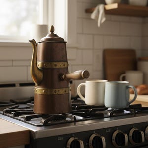 Vintage Copper Coffee Pot Farmhouse Kitchen Decor Mexican Chocolate Pitcher