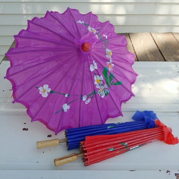 Vintage Asian Parasol | Decorative Wooden Umbrella