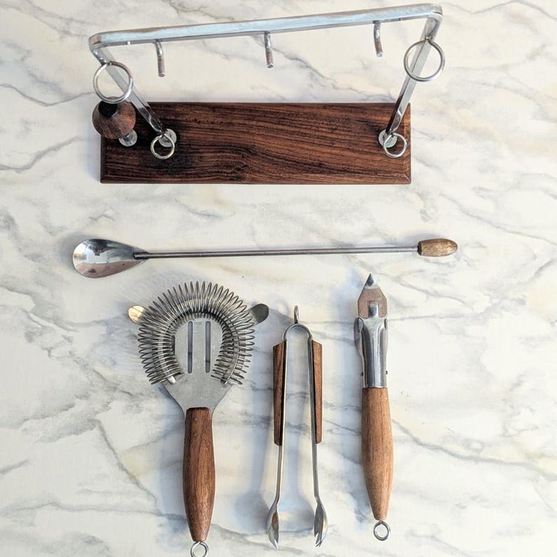 Barware Accessory Vintage Barware Set Mid Century Modern Bar Cart Accessories Tool Set ...