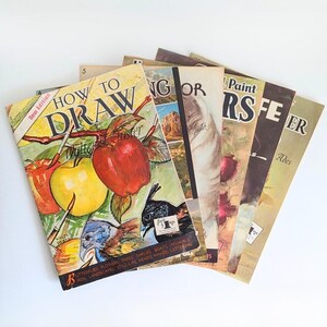 May include: A collection of vintage Walter Foster instructional art books fanned out. The front cover features the text HOW TO DRAW, illustrations of a red apple, a yellow apple, and a bird, with a price tag of $1.00 visible on the cover.