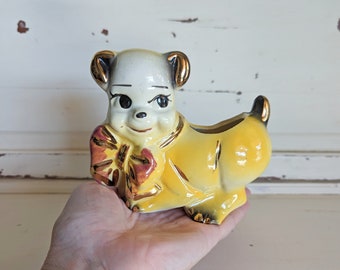 Vintage Yellow Dog Planter | Anthropomorphic Animal Planters