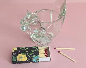 Vintage Glass Animal Votive Holder, Indiana Glass Cat, Avon Turtle and Squirrel Matchstick Holder, Choose Your Favorite