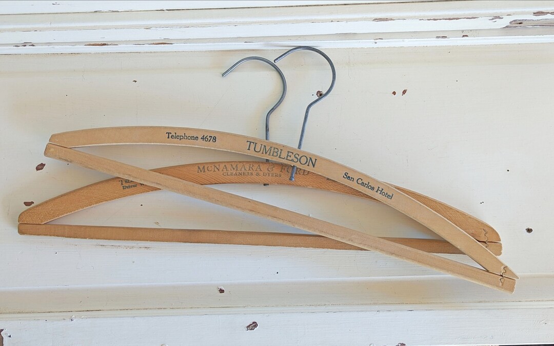 Vintage Wooden Dry Cleaner Advertising Hangers Clothing Hangers Etsy